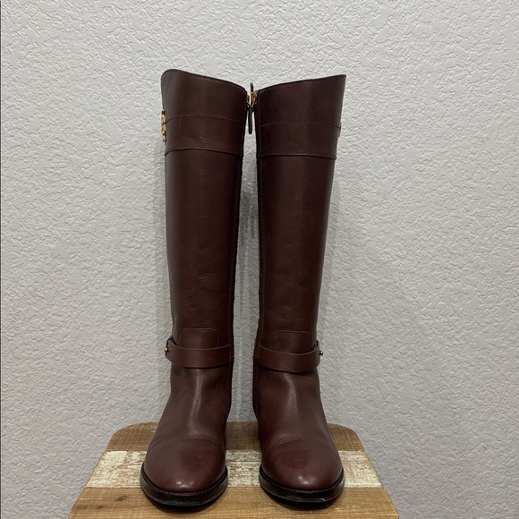Tory Burch Everly Leather Riding Boots Size 6.5 Brown - Picture 4 of 10
